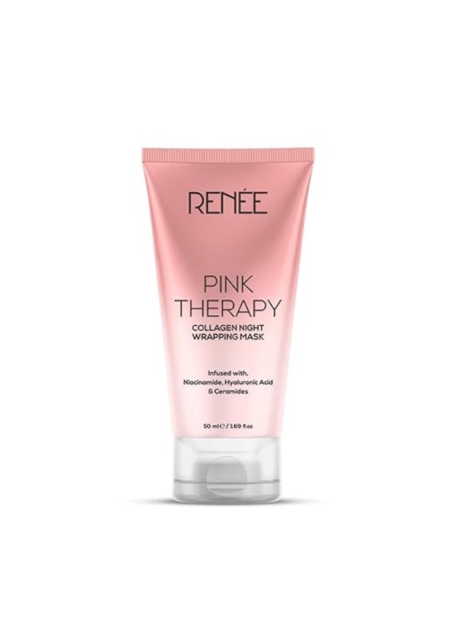 RENEE Pink Therapy Collagen Night Wrapping Face Mask | For Young, Hydrated Skin | Texture & Elasticity | Improves Skin Barrier | Hyaluronic Acid & Niacinamide Infused | 50 ml - Image 1